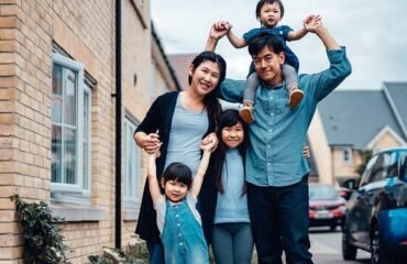 Asian American family celebrating