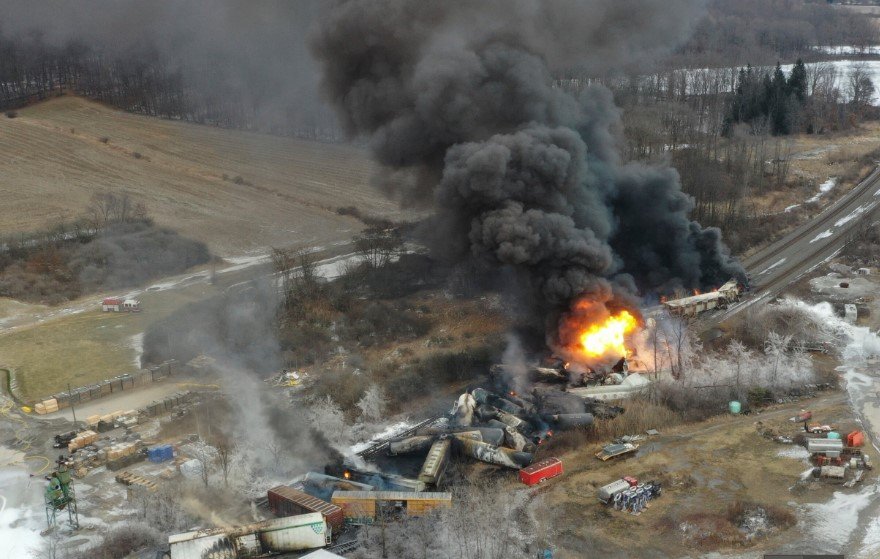 Train derailment aftermath